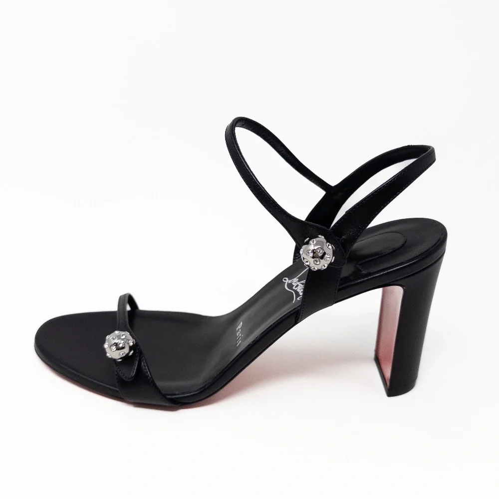 Christian Louboutin Atmospheria Leather Sphere Black Heels 40.5 EU 10.5 US - Picture 1 of 7